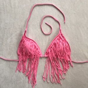 👙 Pink Fringe Bikini Top